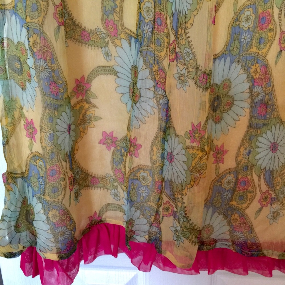 Colorful Floral Dress with Tulle Trim - Picture 4 of 4